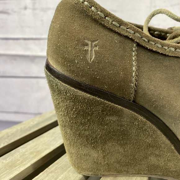 Frye Caroline Low Ankle Lace Grey Wedge - 8.5 US - Picture 5 of 12